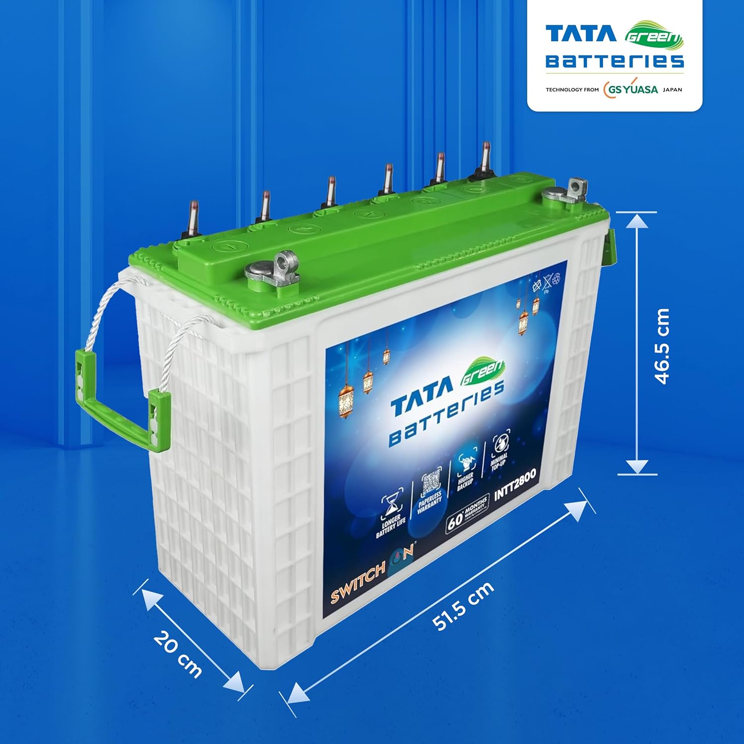 Tata Green Inverter & Battery Combo (Switch ON Pure Sine Wave 1000VA/12V Inverter INTT2800 240AH Tall Tubular Inverter Battery)