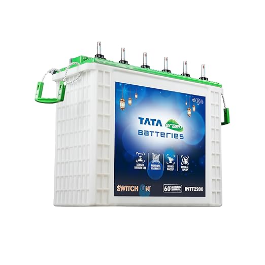 Tata Green Batteries Switch-On INTT2200 180Ah Tall Tubular Inverter Battery With 60 Months Warranty