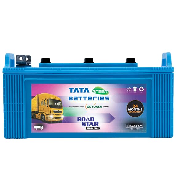 Tata Green Battery | 135G51 CV Roadstar 12V & 135Ah Commerical Battery | Warranty : 24 Months Flat & 12 Months Pro-rata