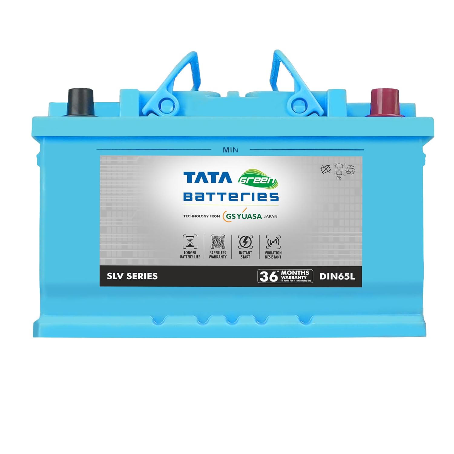 Tata Green Car Battery | SLV DIN65L (12V & 65Ah) | 18 Months Warranty