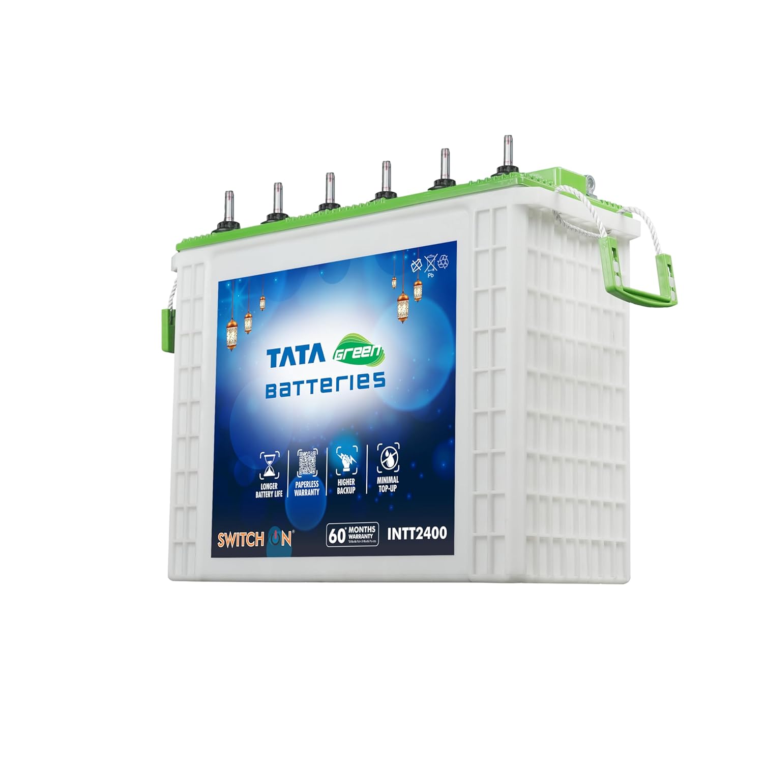 TATA Green Switch-On INTT2400 200AH Tall Tubular Inverter Battery with 60 Months Warranty