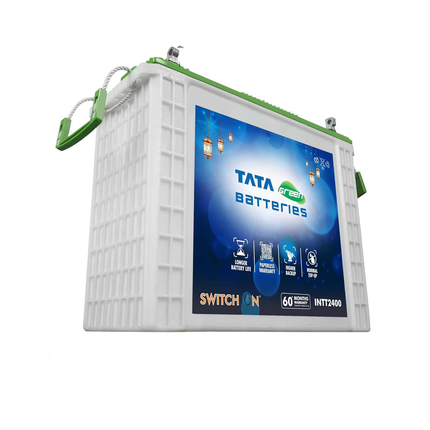 TATA Green Switch-On INTT2400 200AH Tall Tubular Inverter Battery with 60 Months Warranty