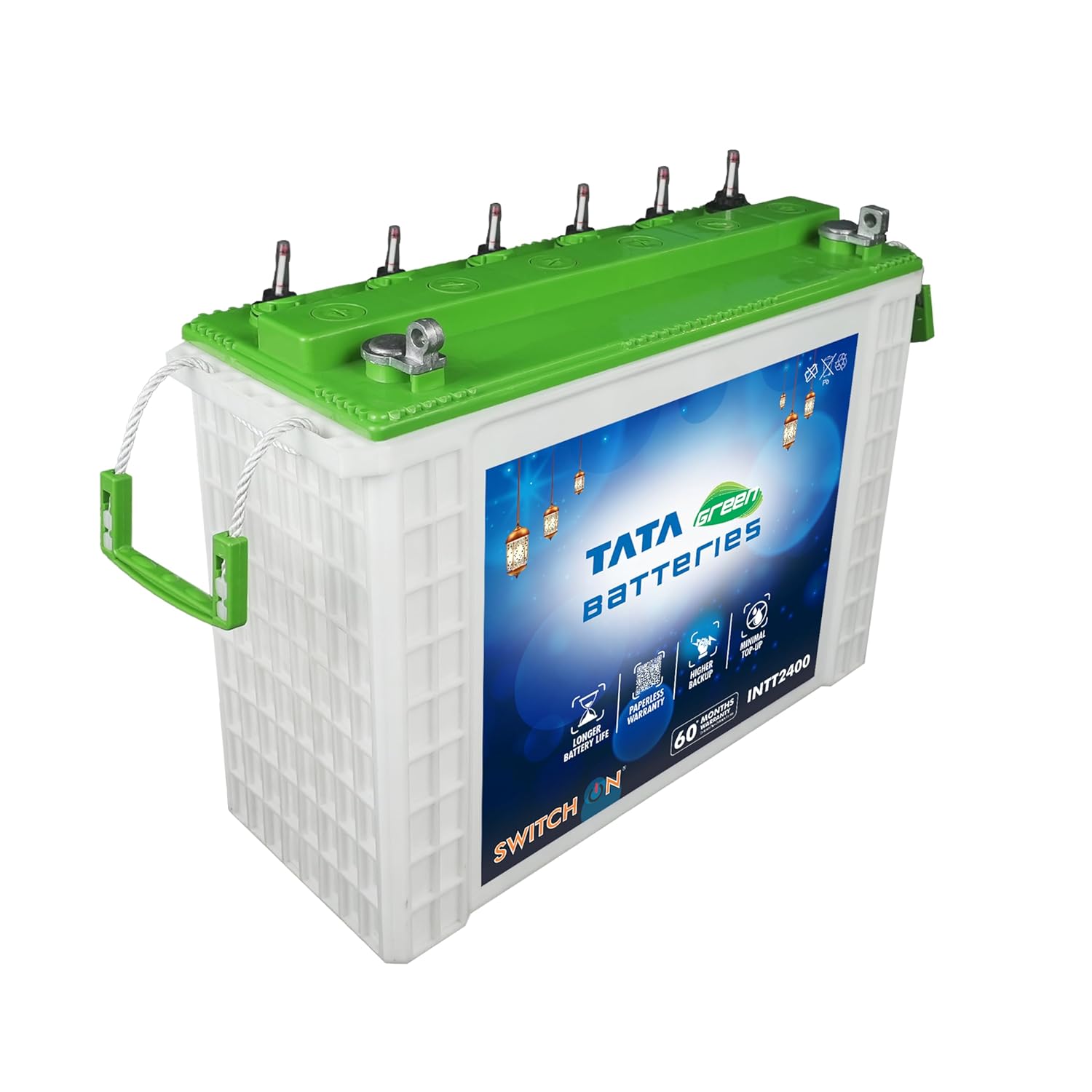 TATA Green Switch-On INTT2400 200AH Tall Tubular Inverter Battery with 60 Months Warranty