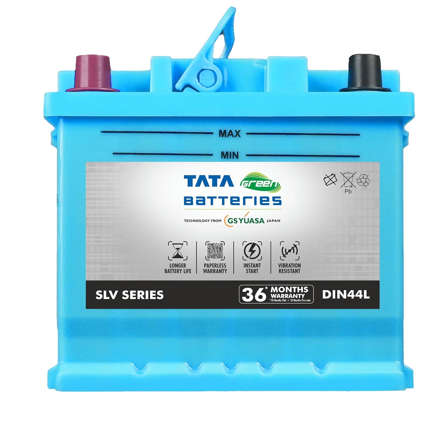 Tata Green Car Battery | SLV DIN44L (12V & 44Ah) | 18 Months Warranty