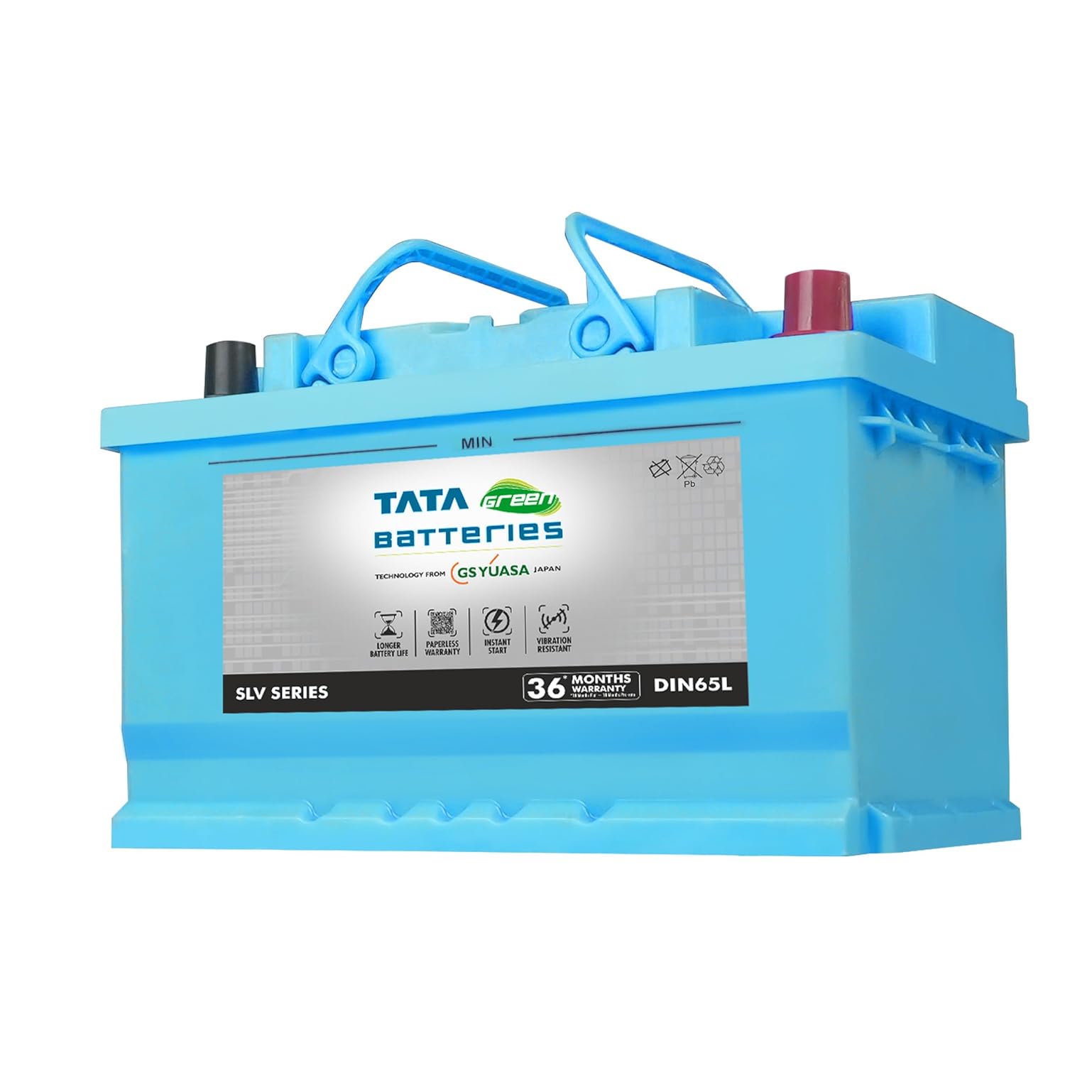 Tata Green Car Battery | SLV DIN65L (12V & 65Ah) | 18 Months Warranty