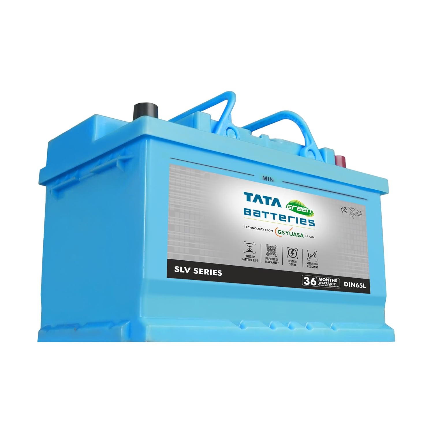 Tata Green Car Battery | SLV DIN65L (12V & 65Ah) | 18 Months Warranty