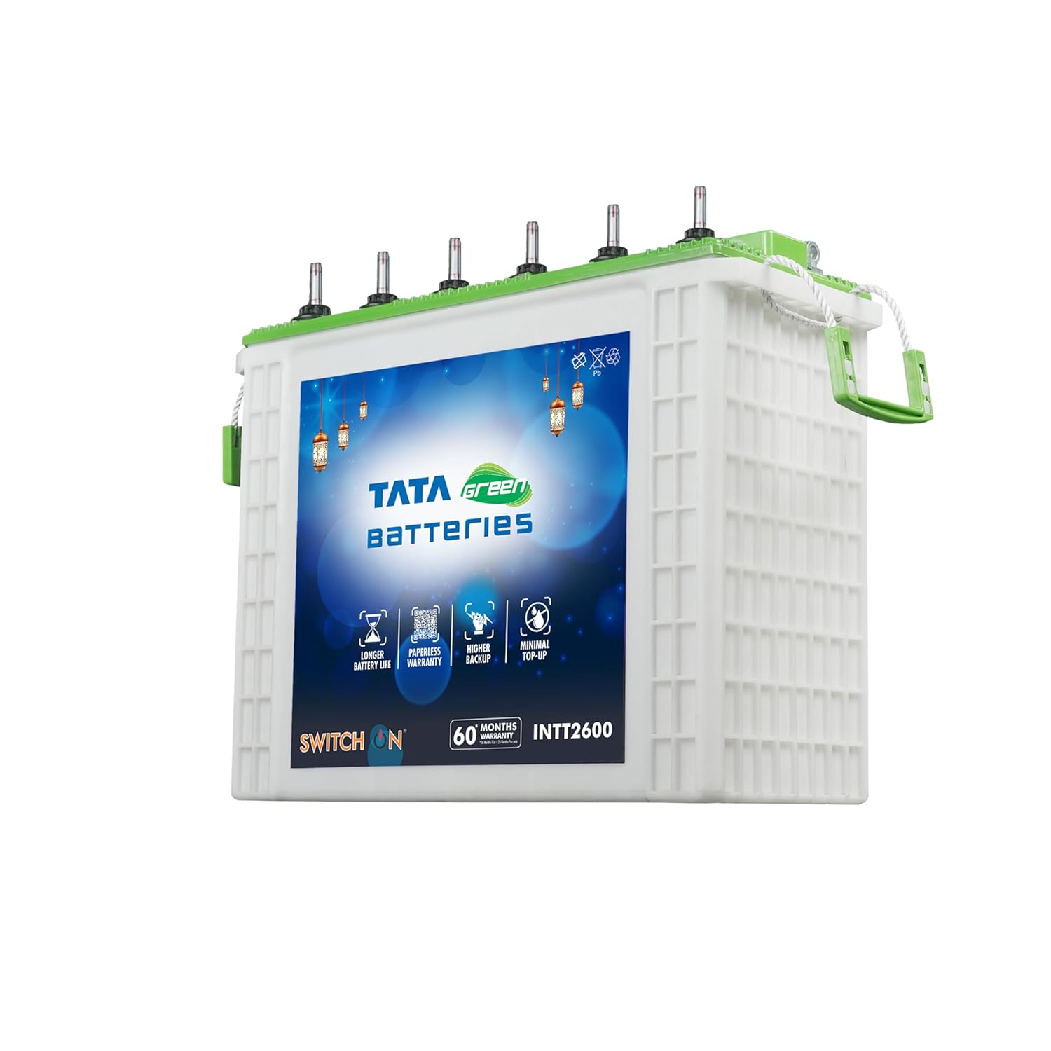 Tata Green Batteries Switch-On Intt2600 220Ah Tall Tubular Inverter Battery With 60 Months Warranty