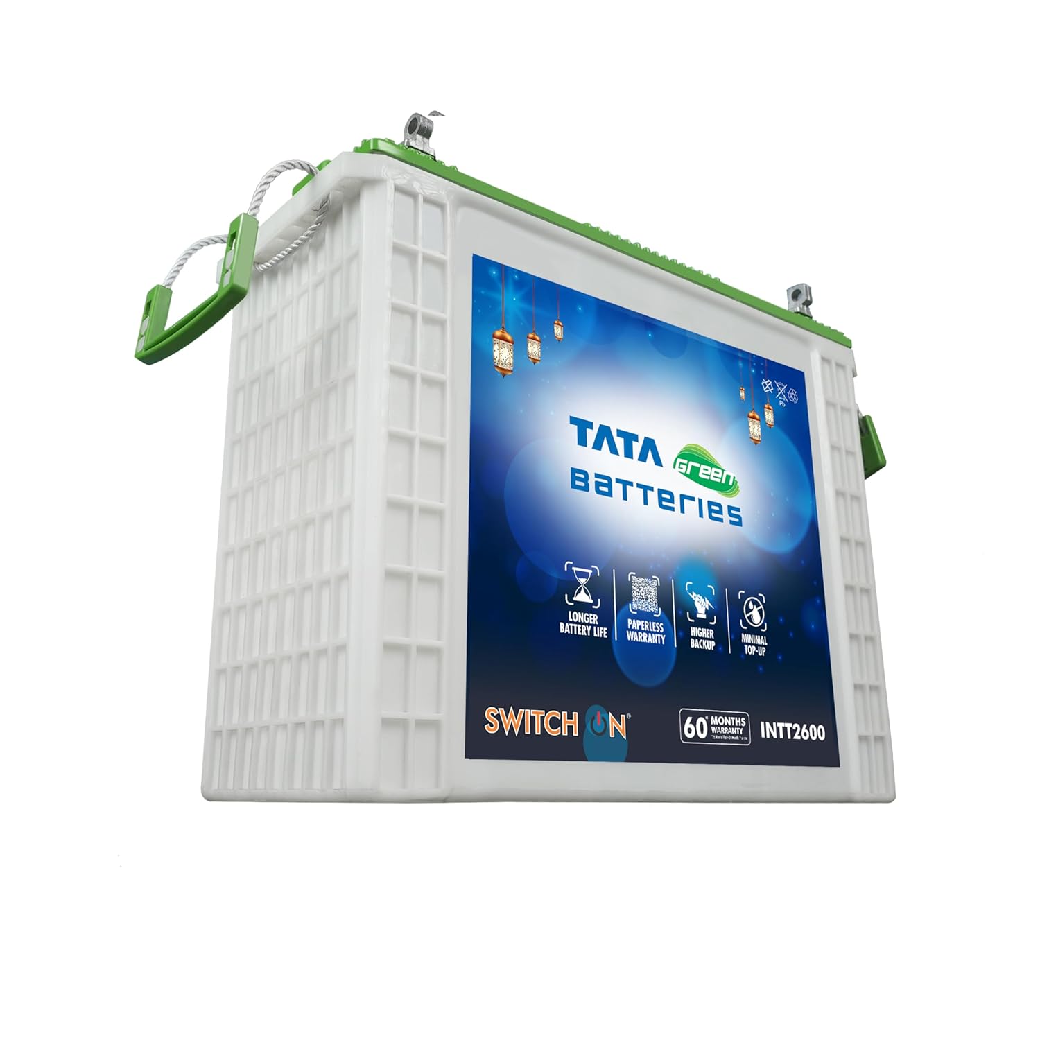 Tata Green Batteries Switch-On Intt2600 220Ah Tall Tubular Inverter Battery With 60 Months Warranty